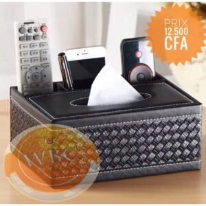 Boîte de rangement bureau cuir tressé